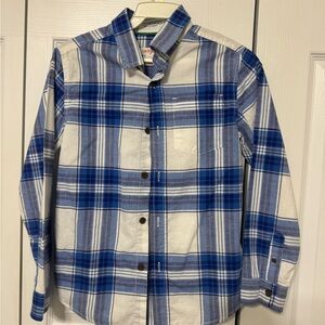 Blue Plaid Boys Button-up Shirt, Size Medium 8-10